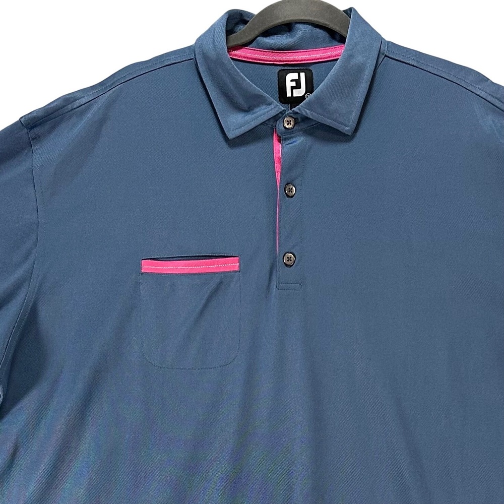 FootJoy Golf Polo Shirt Mens 2XL Blue Pink Polyester‎ Performance Athleisure